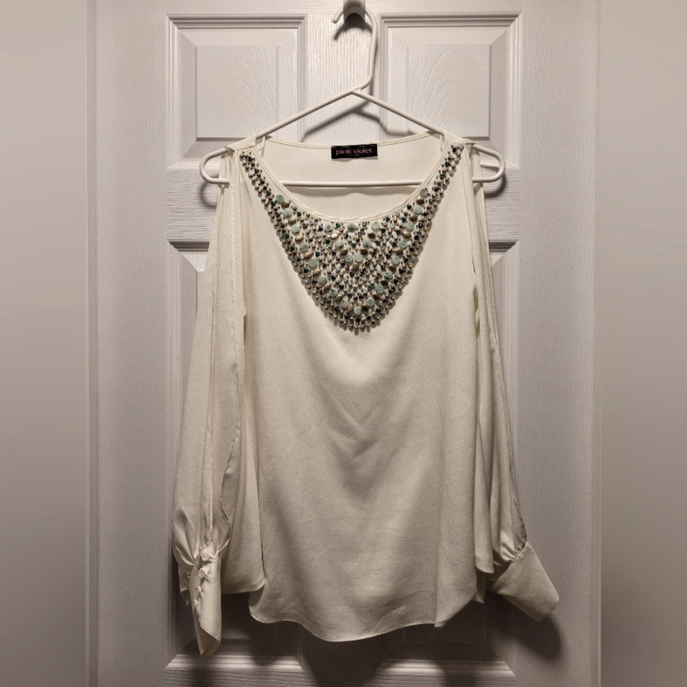 Pink Violet beaded blouse
